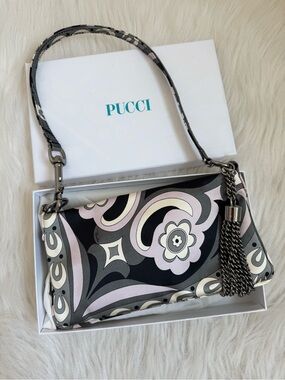 Emilio Pucci rare 2006 silk mini shoulder bag with tassel detail